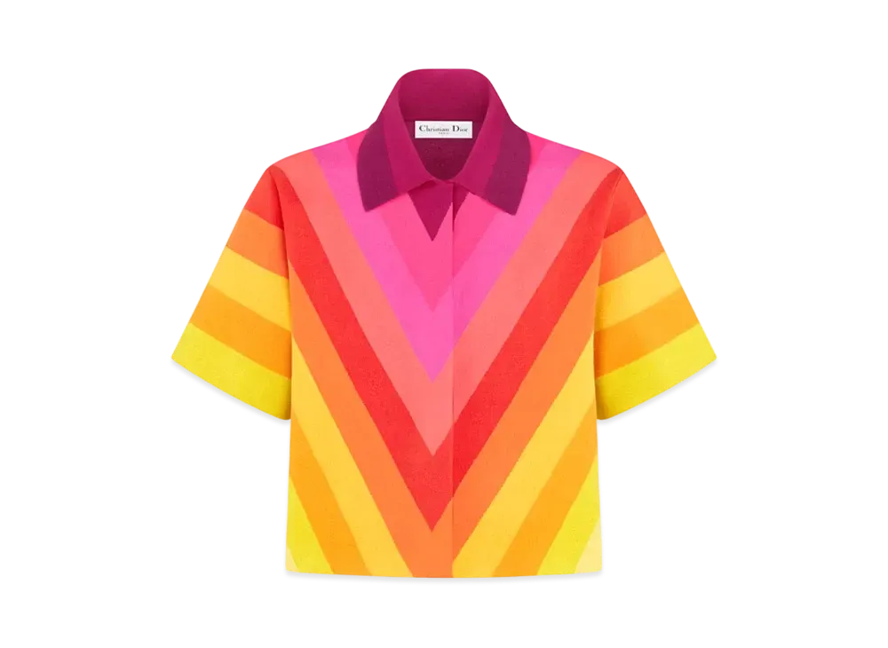 Dior Miss Dior Short-Sleeved Jacket Multicolor Technical Knit with Dior Bayadere Motif "Colorful"