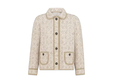 Dior Women's Macrocannage Jacket Cotton-Blend Tweed Knit "Beige"