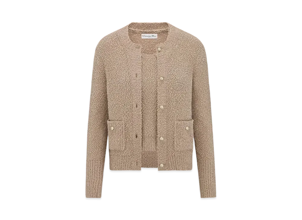Dior Women's Twinset Blended Cotton and Wool Boucle Knit "Beige"
