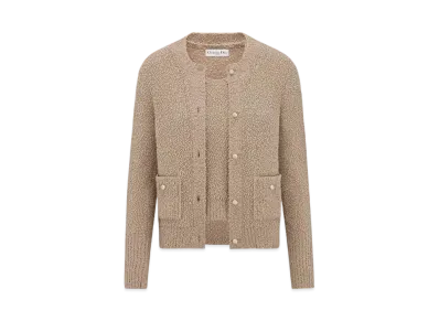 Dior Women's Twinset Blended Cotton and Wool Boucle Knit "Beige"