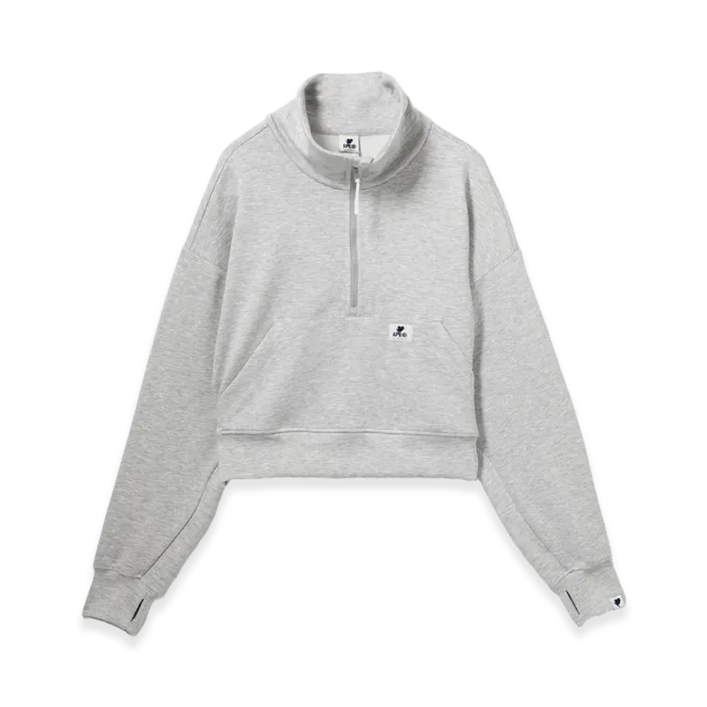 A BATHING APE Women's Crop Zip-Up Pullover "Gray"