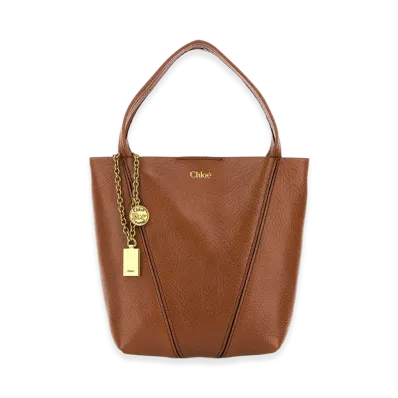 Chloe Women's Leather Small Spin Shopping Bag "Brown"