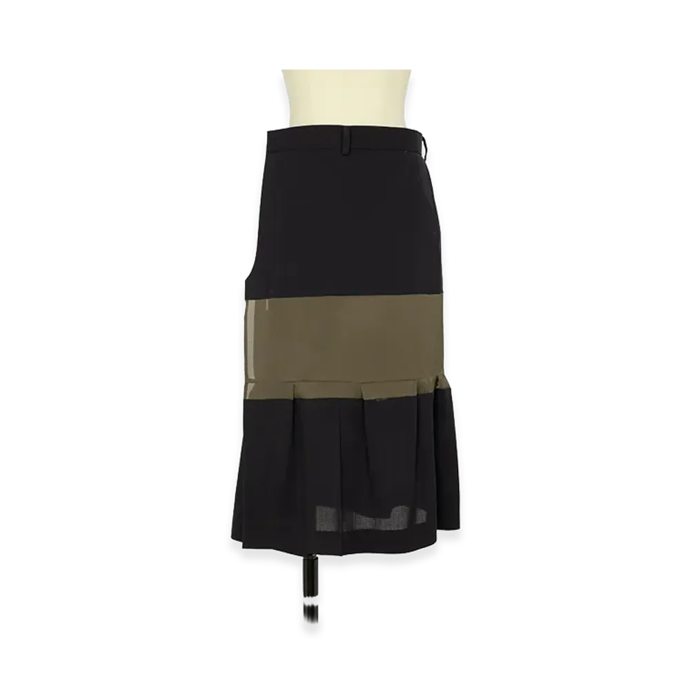 sacai Wool Suiting Skirt "Navy/Khaki"