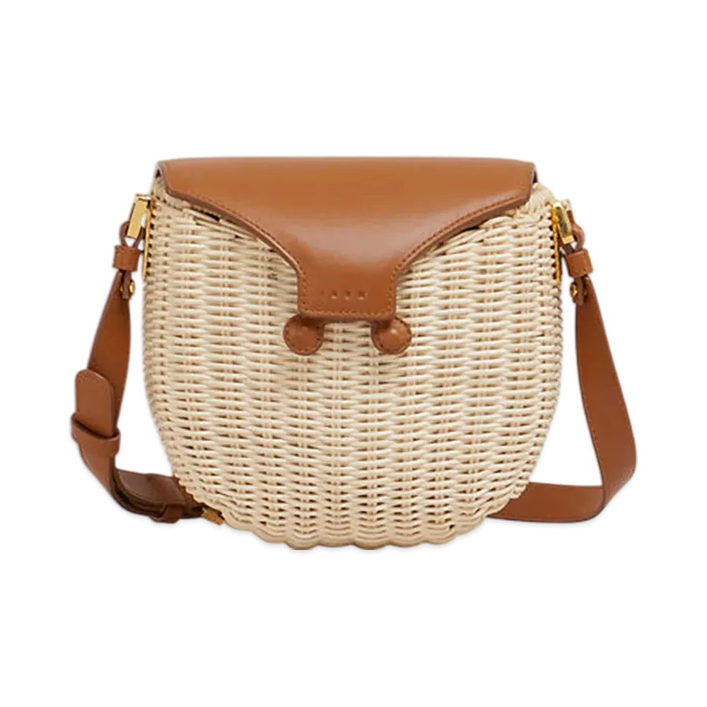 MARNI Midollino Crossbody Bag in Rattan "Natural/Cinnamon"
