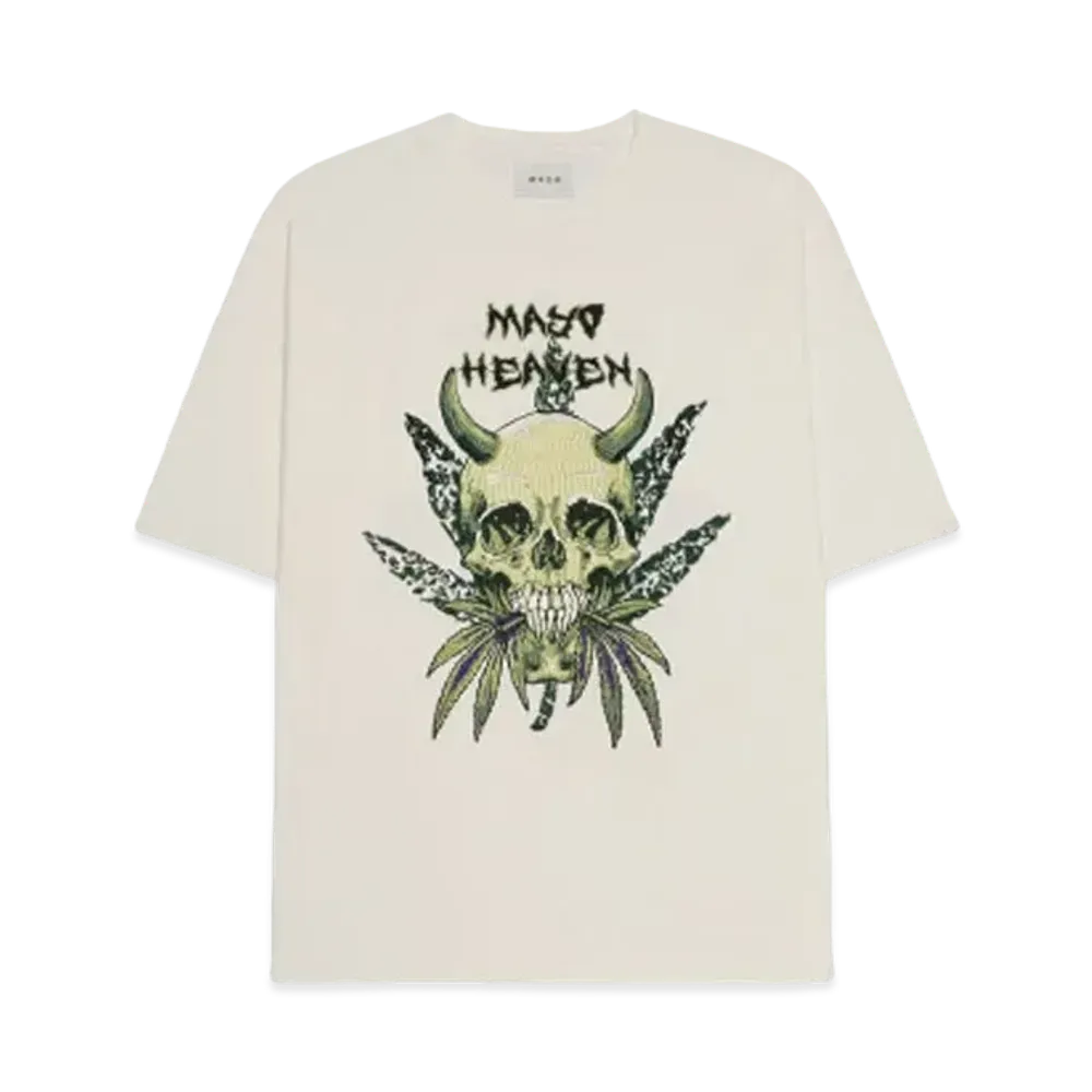 MAYO Devil Skull Embroidery Shore Sleeve Tee "WHITE"