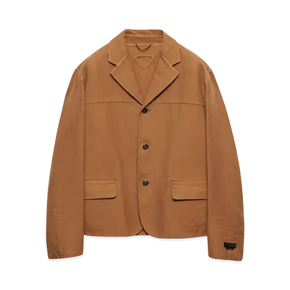PRADA Men's Single-Breasted Cotton Jacket "Camel"