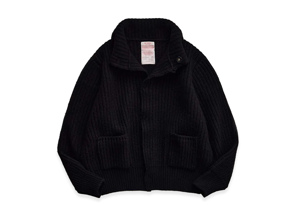 NICENESS Robbie Cashmere Wool Felted Knit Cardigan "Black"