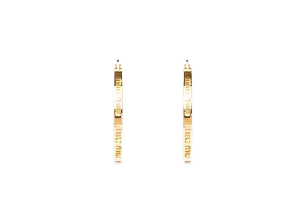 MIU MIU Meu Logo Large Hoop Earrings "Gold/White"