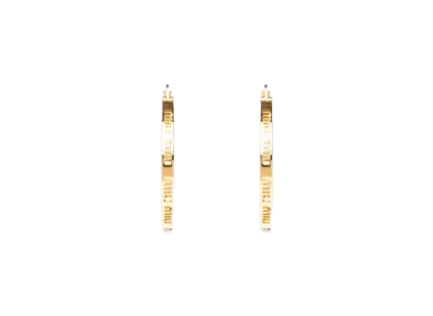 MIU MIU Meu Logo Large Hoop Earrings "Gold/White"