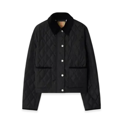 Burberry Cropped Quilting Nylon Jacket "Black/Sand"