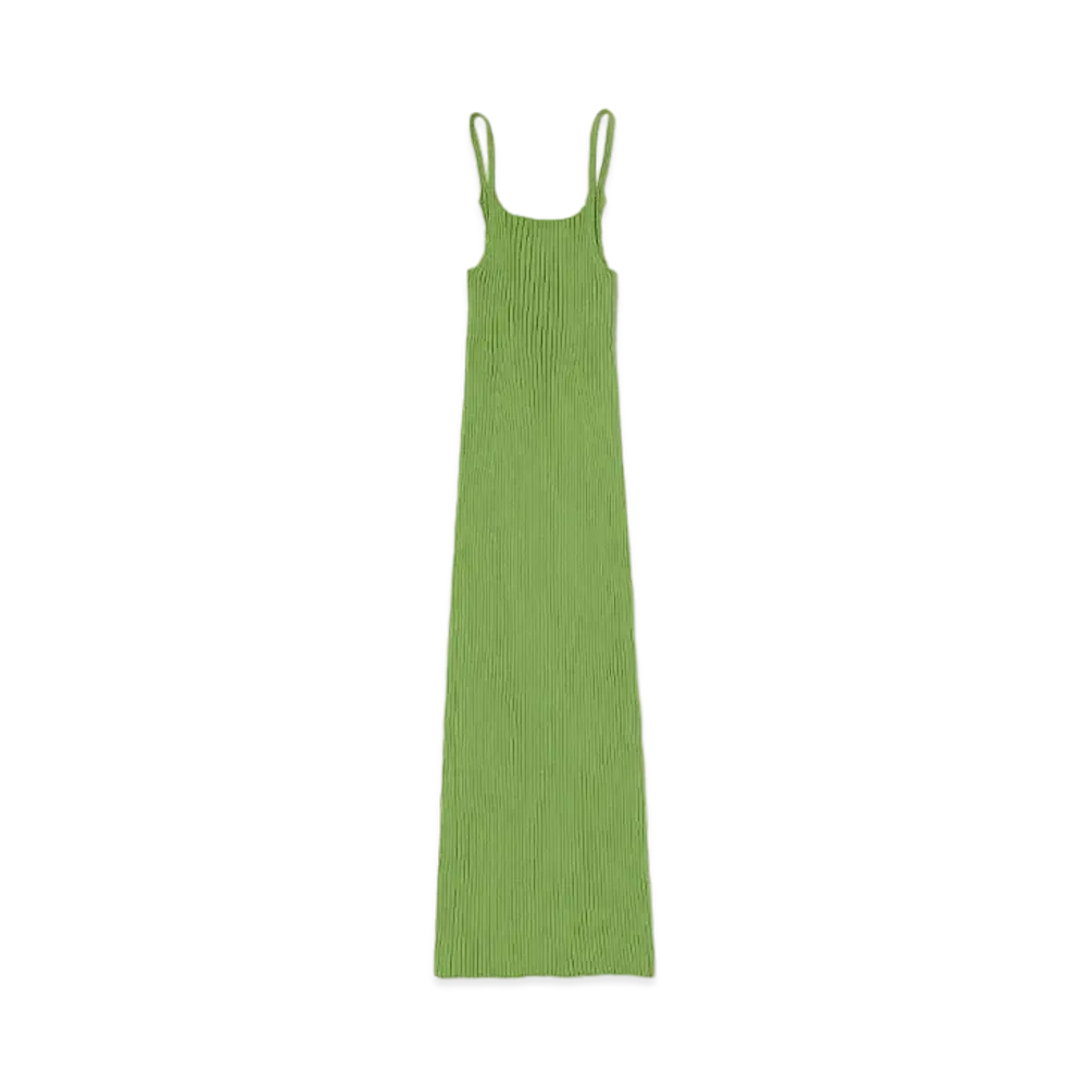 AURALEE Dry Cotton Wide Rib Knit Dress "Sage Green"