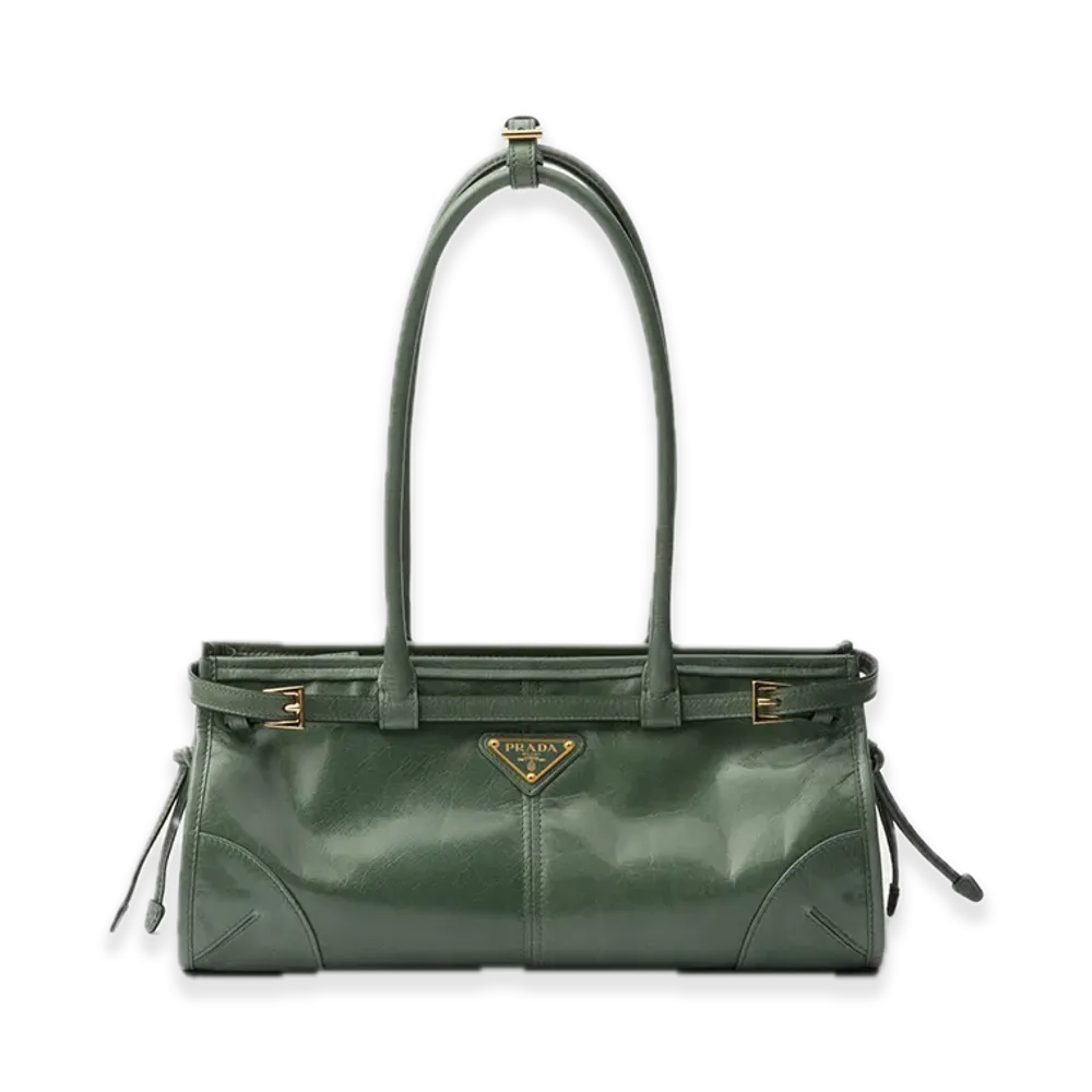 PRADA Bonnie Medium Leather Handbag "Yellow Green"