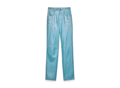 PRADA Women's Five-Pocket Nappa Leather Pants "Sea Blue"