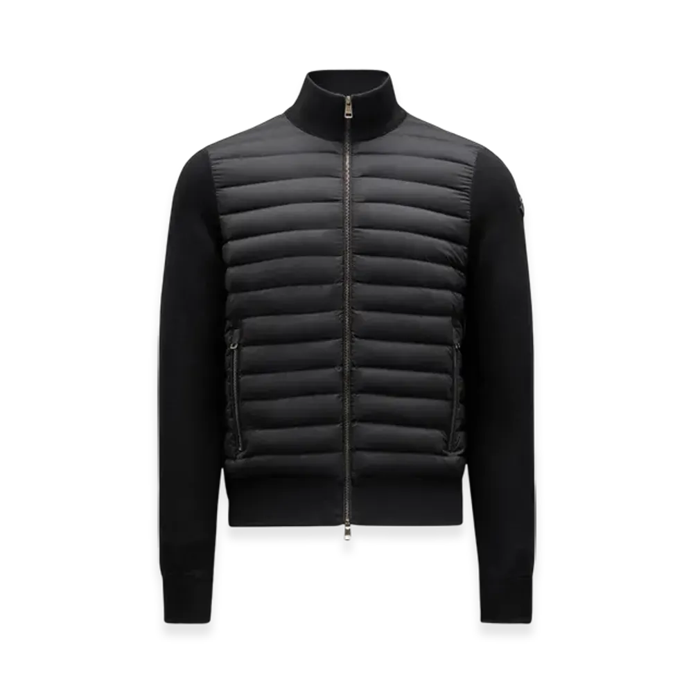 MONCLER Padded Crepe Cotton Zip-Up Cardigan "Black"