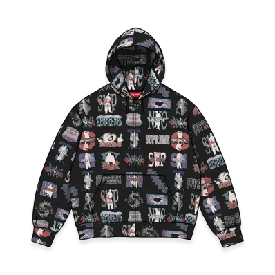 Supreme Flash Zip Up Hooded Sweatshirt "Black"
