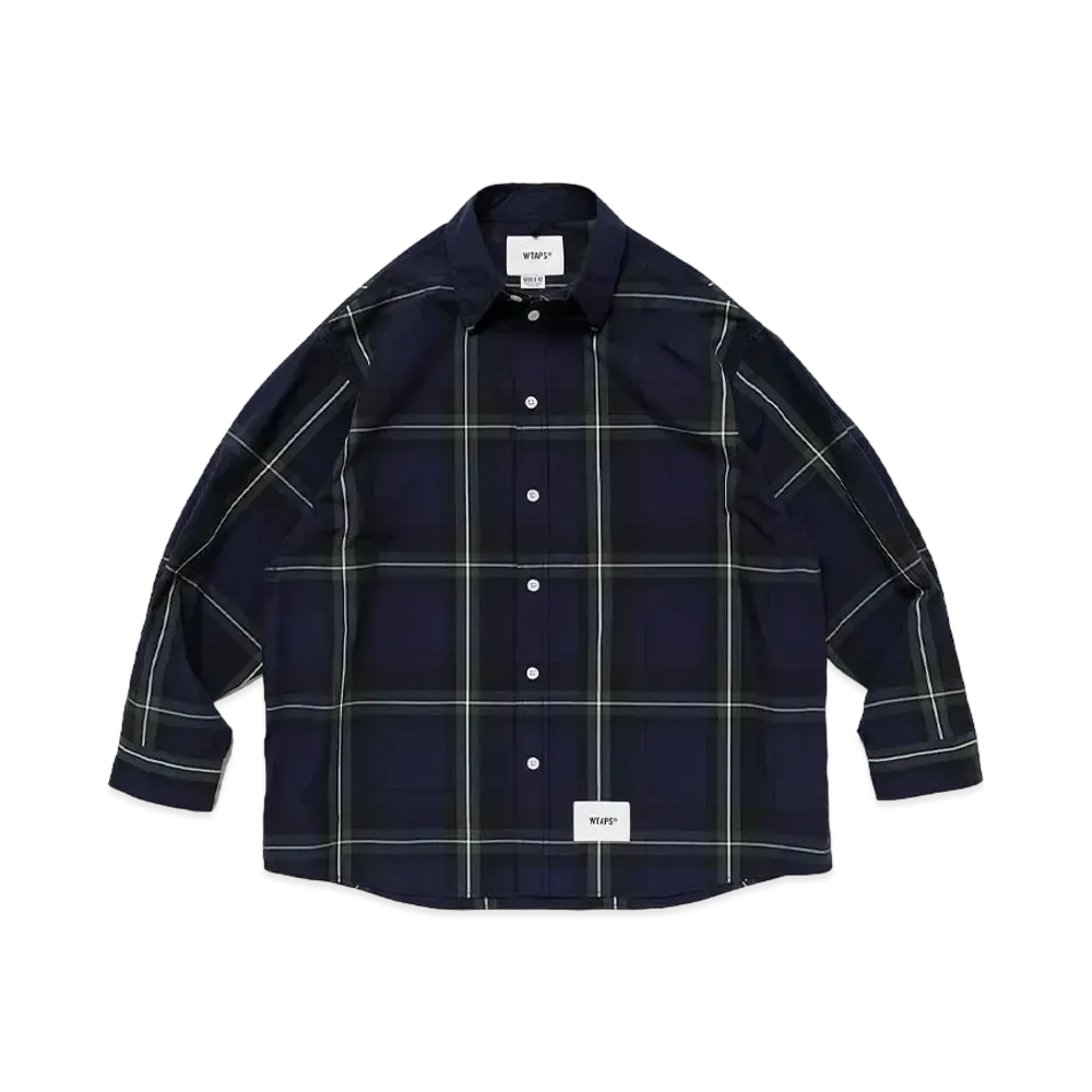 WTAPS TXT 01 / LS / Cotton. Broadcloth. Textile "Navy"
