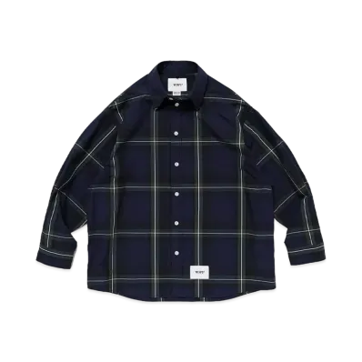 WTAPS TXT 01 / LS / Cotton. Broadcloth. Textile "Navy"