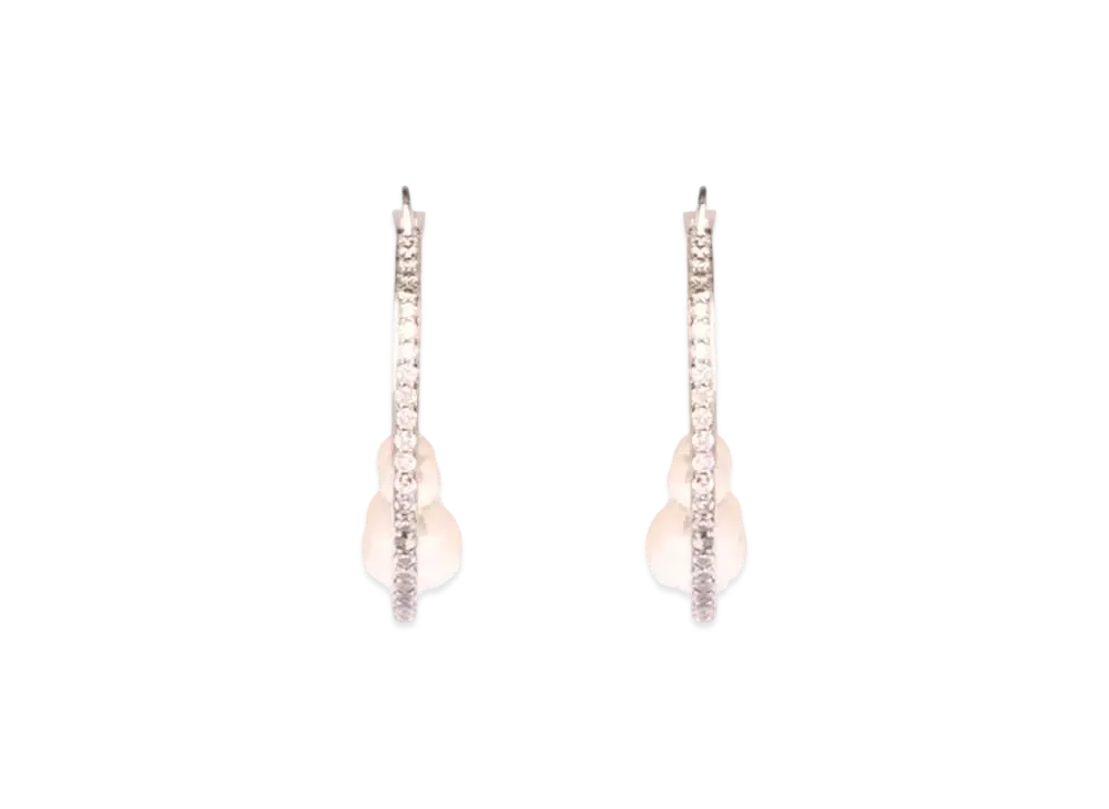 MIU MIU Miu Pearl Hoop Earrings "Steel/Cream/Crystal"