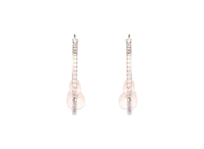 MIU MIU Miu Pearl Hoop Earrings "Steel/Cream/Crystal"