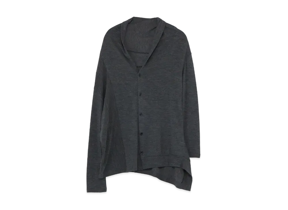 Yohji Yamamoto Y's PLAITING DESIGN ASYMME CARDIGAN "Charcoal"