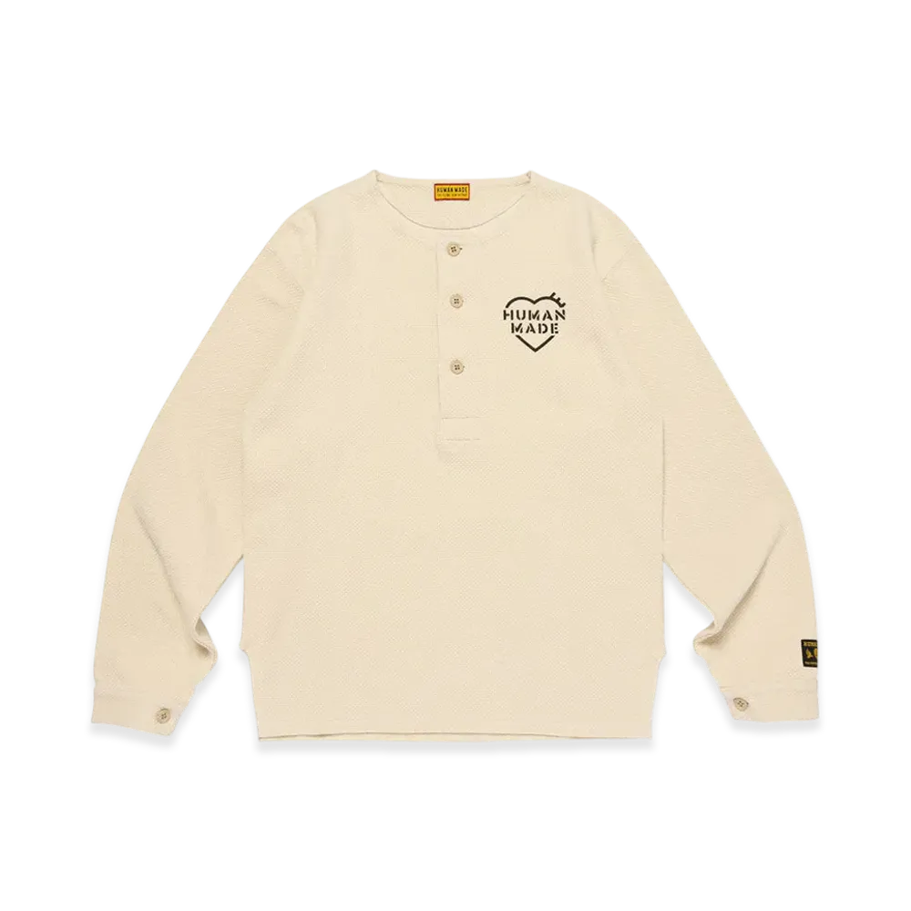 HUMAN MADE Henley Neck L/S T-Shirt "White"