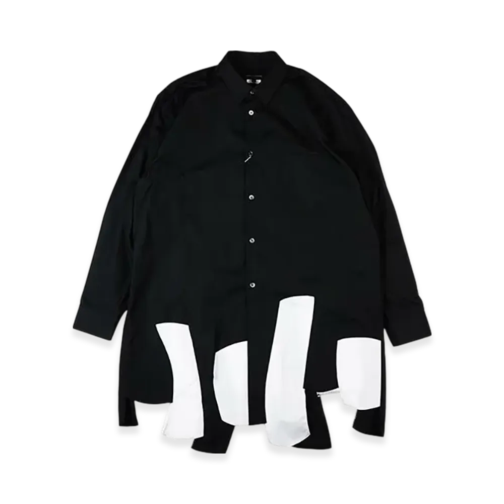 COMME des GARCONS HOMME PLUS Hem Tape Broadcloth Shirt "Black/White"