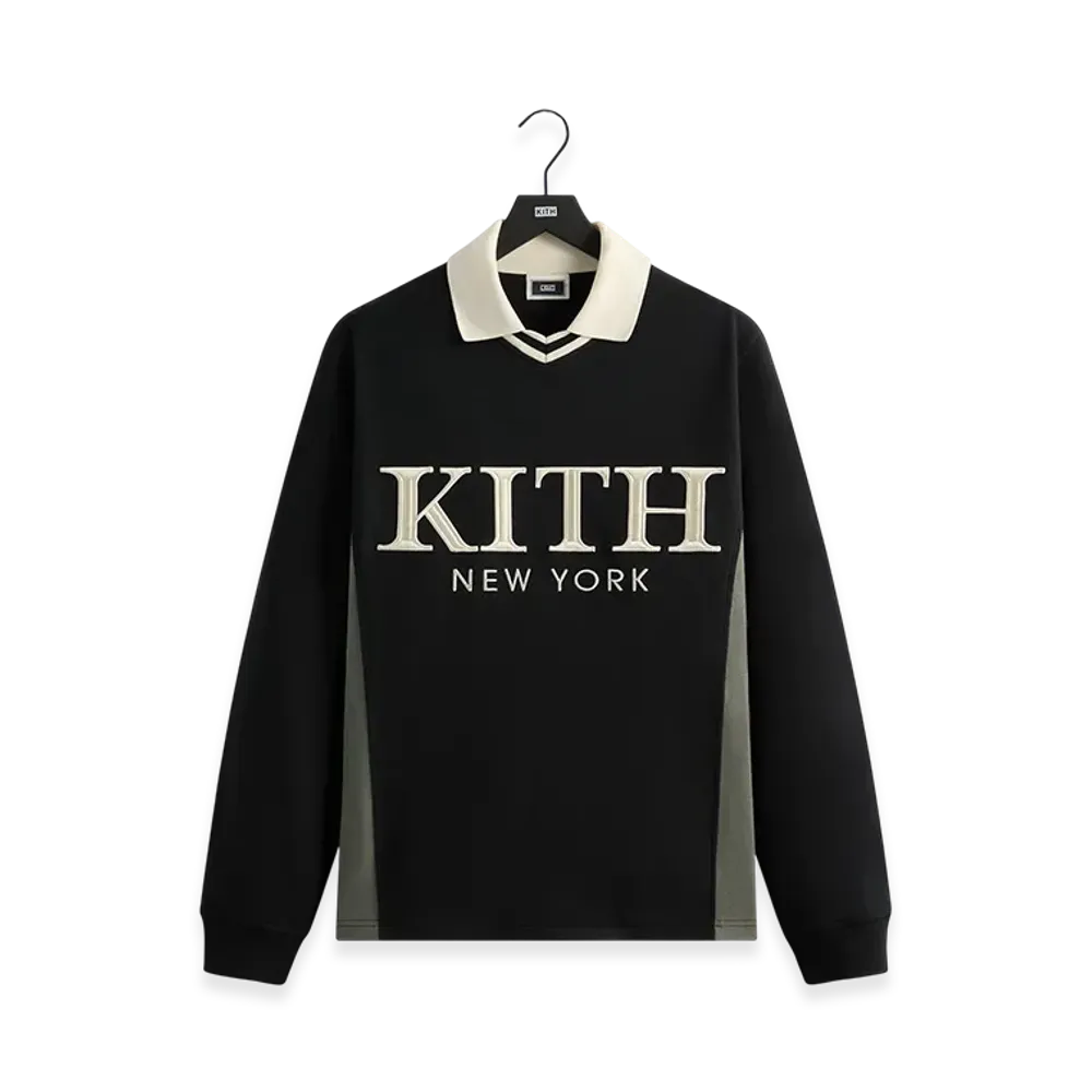 Kith Pique Long Sleeve Tap Polo "Black"