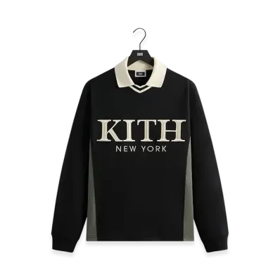 Kith Pique Long Sleeve Tap Polo "Black"