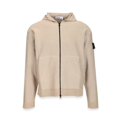 Stone Island Panama Organic Cotton Zip-Up Hooded Jacket "Beige"