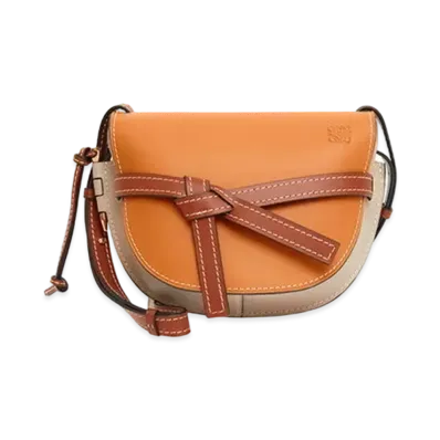 LOEWE Small Gate Bag In Soft Calfskin "Amber / Light Grey / Rust Colour"