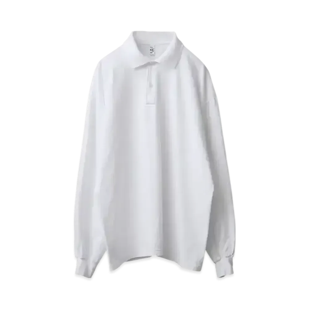 Los Angeles Apparel Garment Dye Long Sleeve Polo Shirt "Off White"