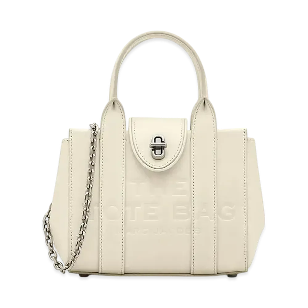 Marc Jacobs The Leather Turnlock Tote Bag Crossbody "Cloud White"