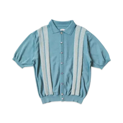 KAPITAL 14G Cotton Knit Oyster Aloha Polo "Turquoise"
