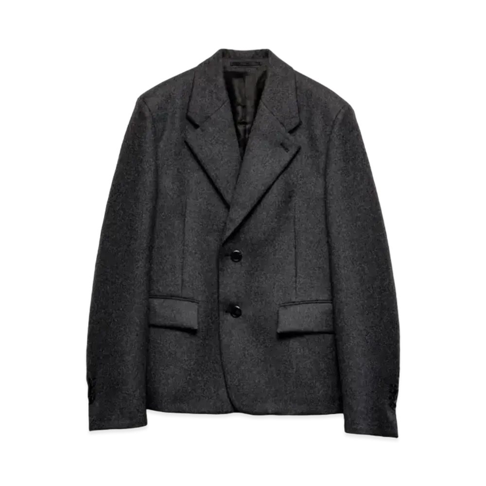 PRADA Men's Single-Breasted Wool Jacket "Gray"