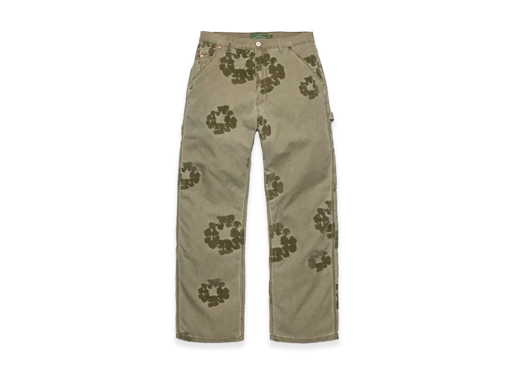 DENIM TEARS Cotton Wreath Flocked Carpenter Pant "Green"