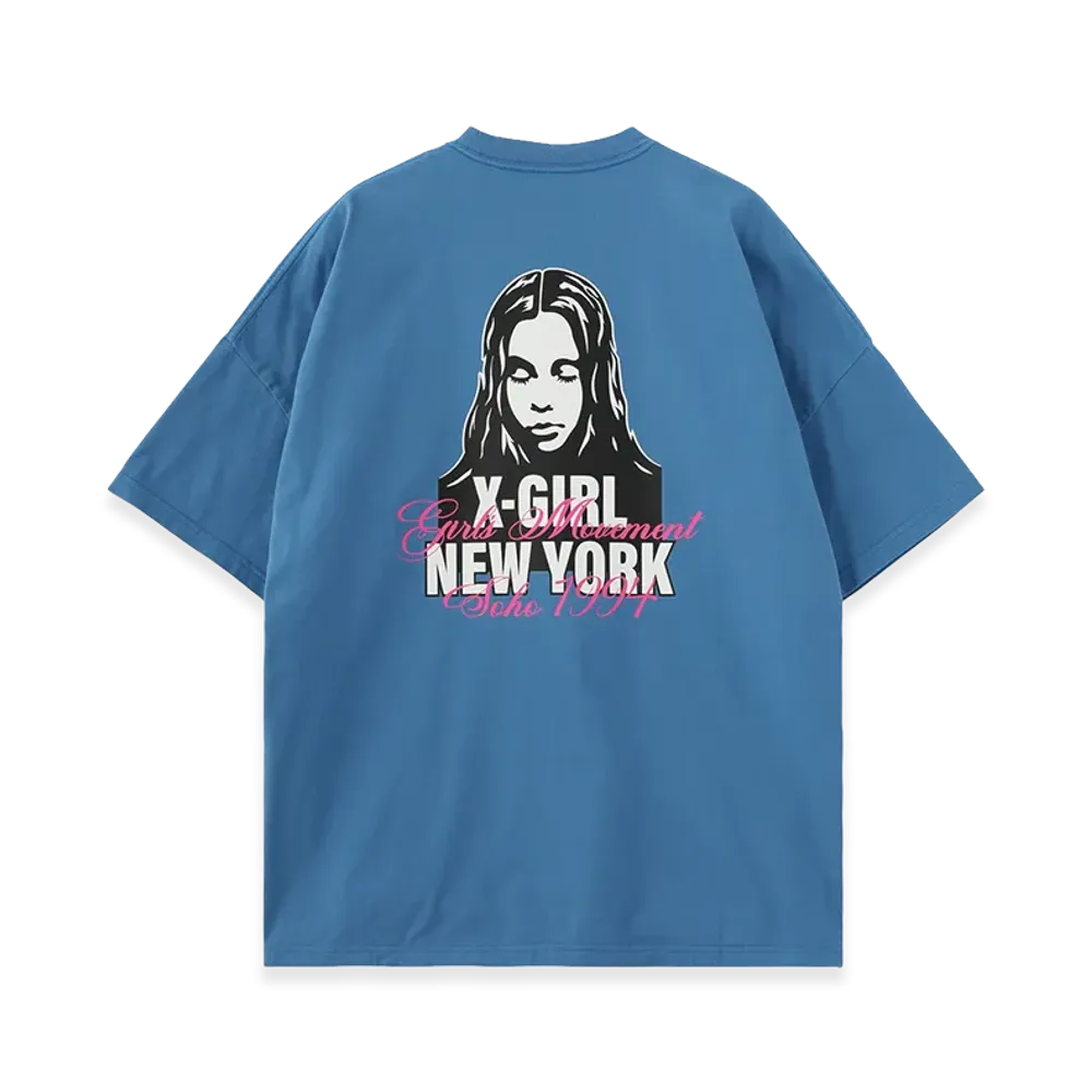 X-Girl Face And Script Mix Logo S/S Big Tee Dress "Blue"