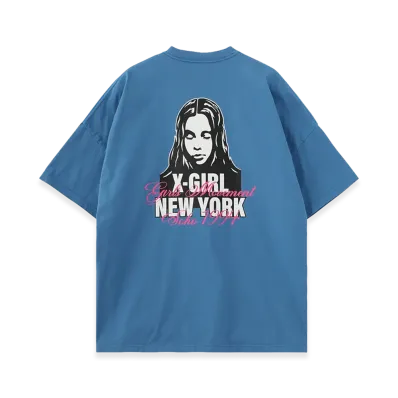 X-Girl Face And Script Mix Logo S/S Big Tee Dress "Blue"