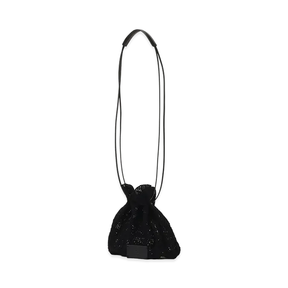 Y's Mexican Tile Pattern Knit Drawstring Bag "Black"