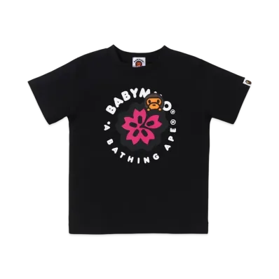 A BATHING APE Kids Sakura Baby Milo Tee "Black"