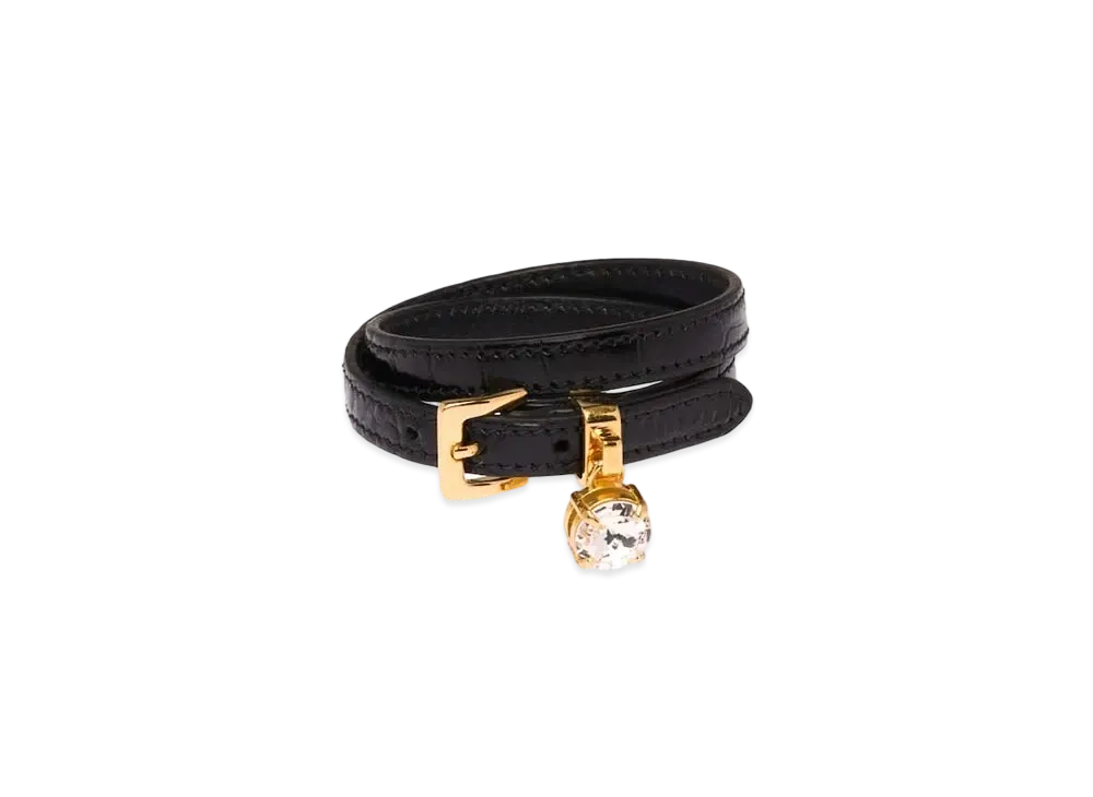 MIU MIU Crocodile Printed Leather Bracelet "Black"