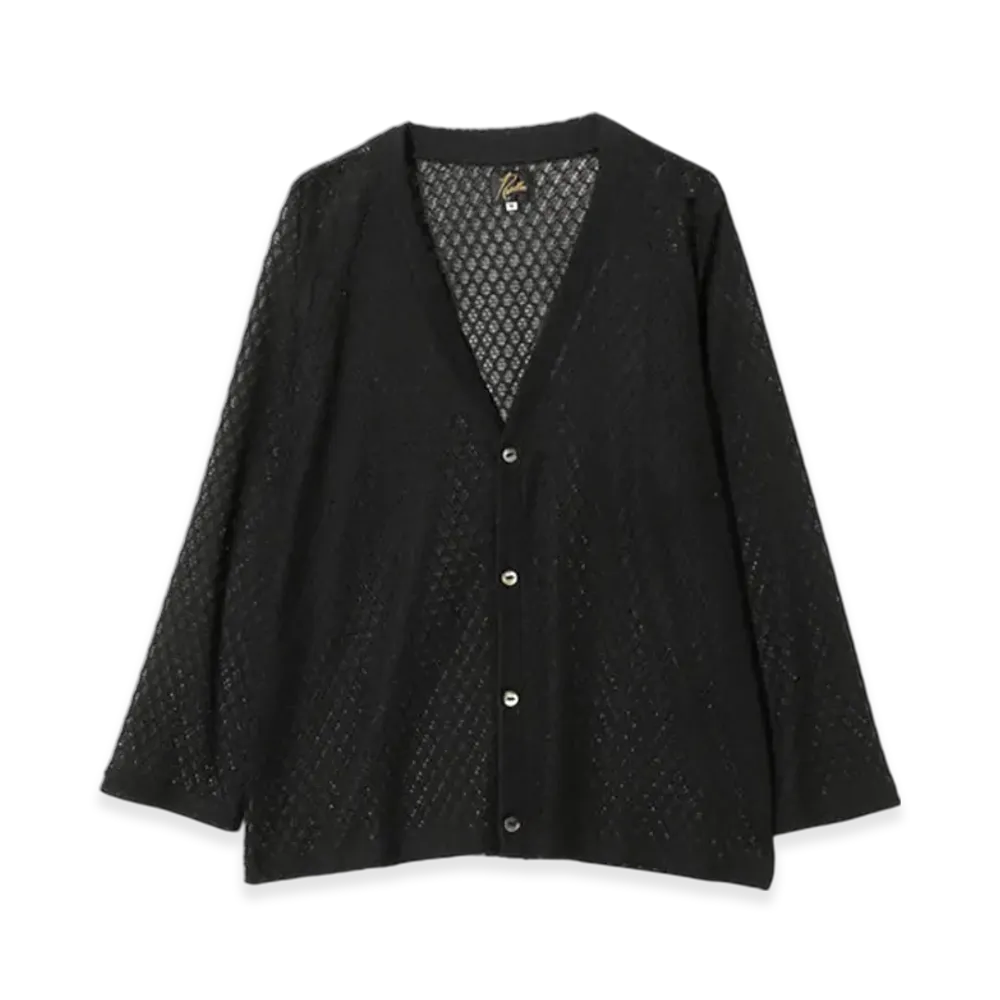 NEEDLES V-Neck Cardigan - PE/W Raschel Lace "Black"