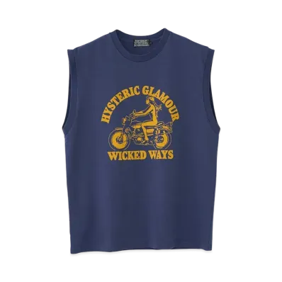 HYSTERIC GLAMOUR Wicked Ways Sleeveless T-Shirt "Navy"