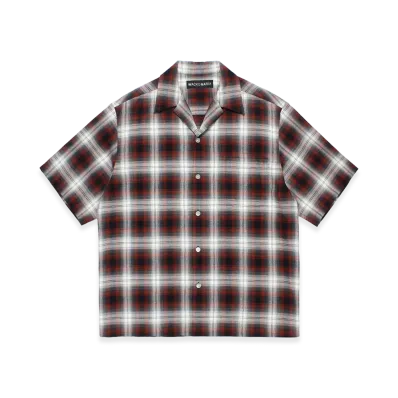 WACKO MARIA Ombre Check Open Collar Shirt "Brown"