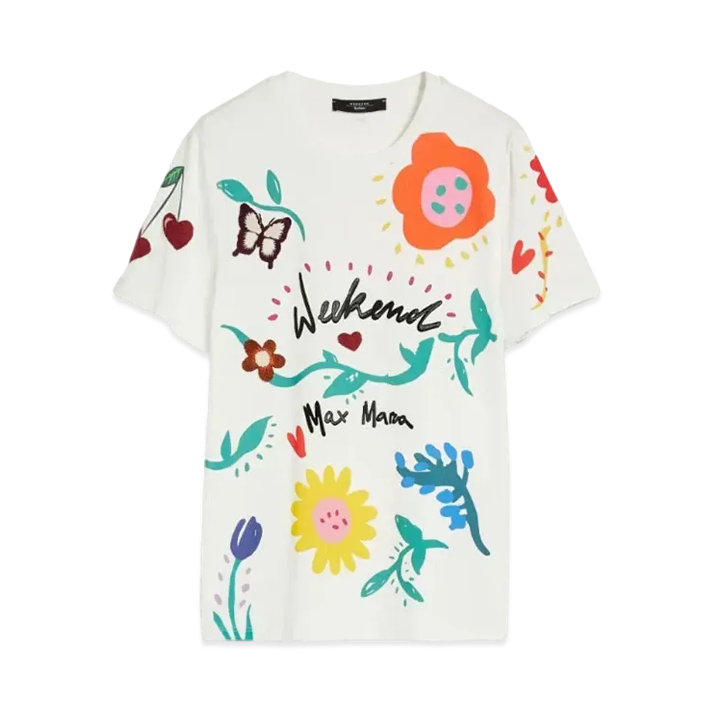 Max Mara Cinema Jersey Print T-Shirt "White"