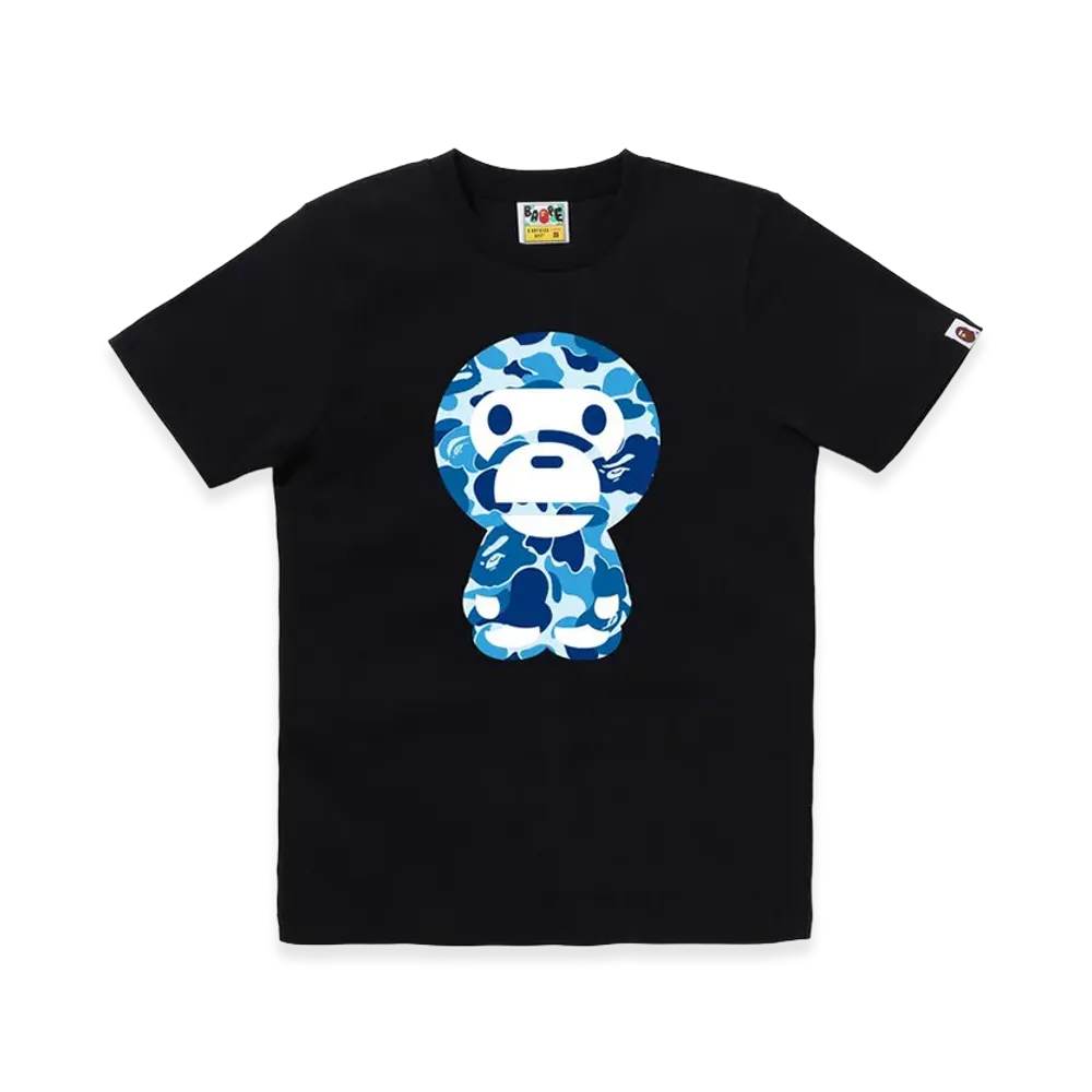 A BATHING APE Women's ABC Camo Big Baby Milo Tee "Black/Blue"