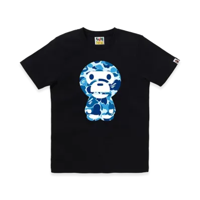 A BATHING APE Women's ABC Camo Big Baby Milo Tee "Black/Blue"