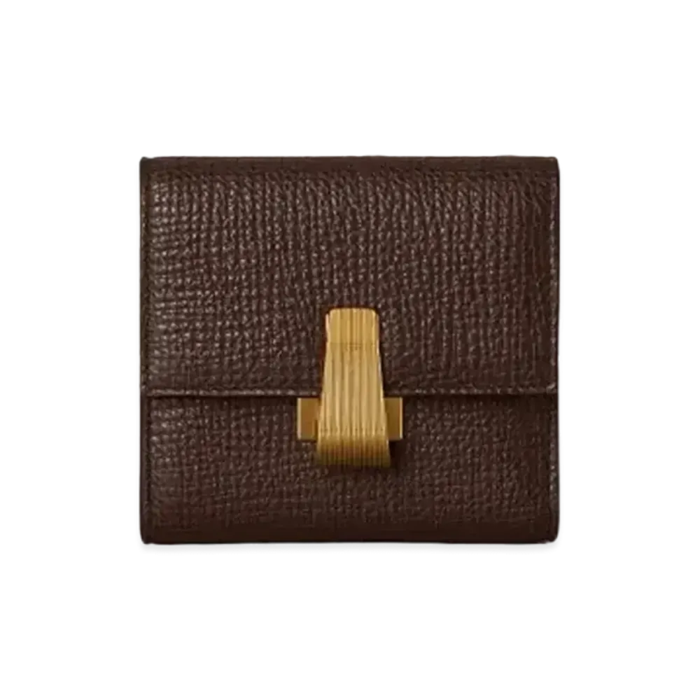 Bottega Veneta Palmelato Calfskin Bi-fold Mini Wallet With Coin Purse "Brown"