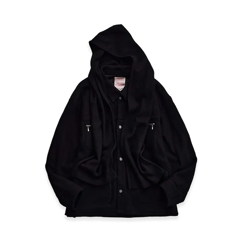 NICENESS S.Borland Silk Fleece Overshirt Coat "Black"