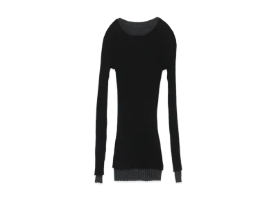Yohji Yamamoto Y's GAUZE WIDE MIX UP ROUND NECK LAYER T "Black"