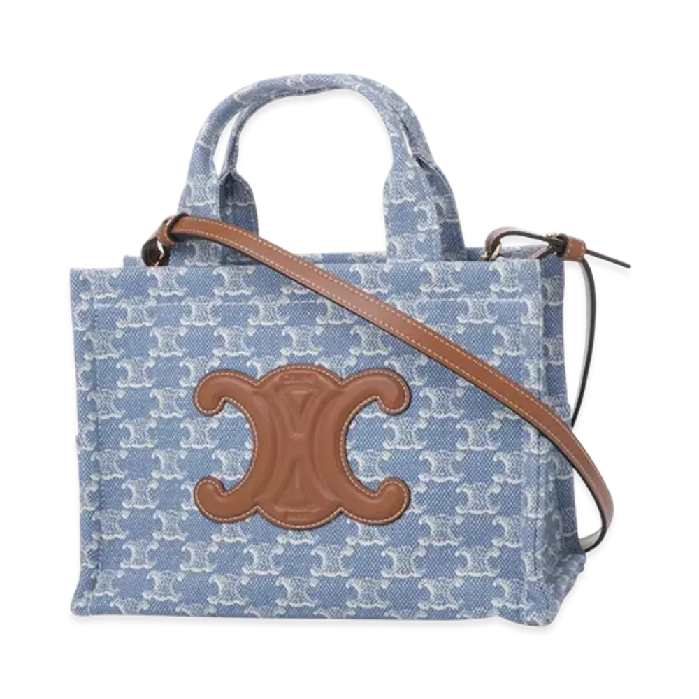 CELINE 3Way Small Cabas "Denim/White"